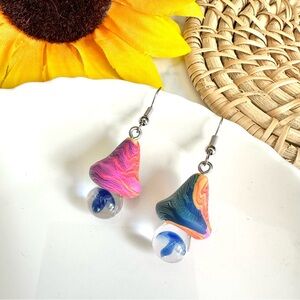 2/$30🌵 Tie Dye Mushroom Clay Dangle Earrings Hippie Charm Bead Boho NEW Gift